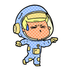 cartoon stressed astronaut