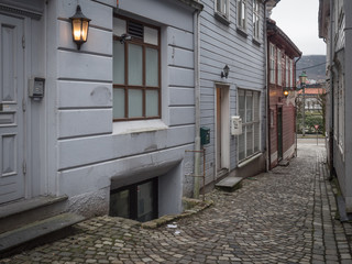 Fototapeta na wymiar Street view from Bergen old city Norway