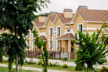 row of just finished new townhouses