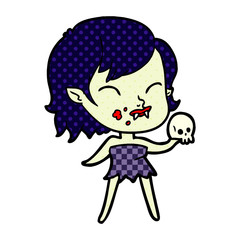 cartoon vampire girl with blood on cheek
