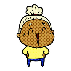 cartoon happy old lady