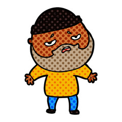 cartoon worried man with beard
