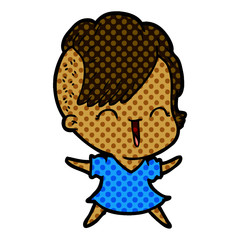 cartoon happy hipster girl