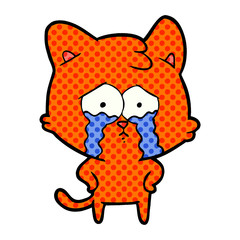 Obraz premium cartoon crying cat
