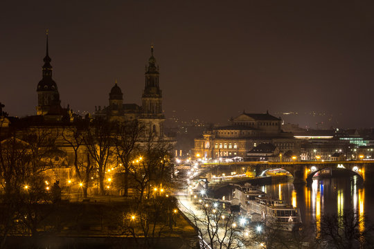 dresden germany from above at night