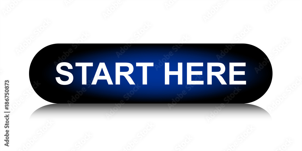 Aufkleber start here colorful long round web button. web elements. vector button.