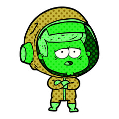 cartoon tired astronaut