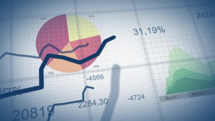 4K Financial chart with figures and diagrams showing increasing profit revenue growth for use in finance, stock market, business forecasting year over year