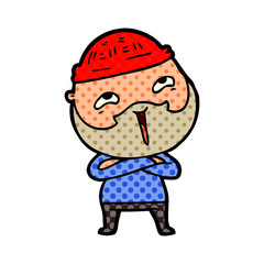 cartoon happy bearded man