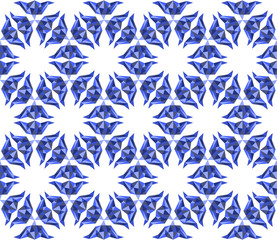  Blue kaleidoscope seamless pattern vector.  Psychedelic design element for wallpaper, scrapbooking, fabric, painting, illustration.  Geometric design forms.