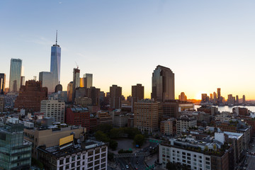 Downtown Manhattan Skyline Sunset
