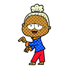 cartoon happy old lady