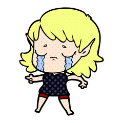 cartoon crying elf girl