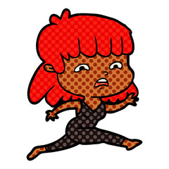 cartoon worried woman