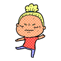 cartoon annoyed old lady