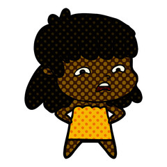 cartoon worried woman
