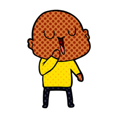 happy cartoon bald man