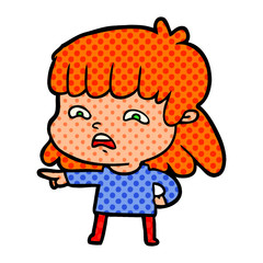cartoon worried woman