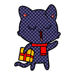 cartoon cat with gift
