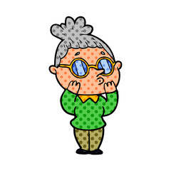 Naklejka premium cartoon woman wearing glasses