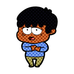 cartoon exhausted boy