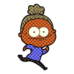 cartoon happy old woman