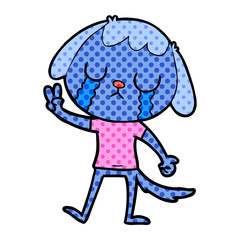 cute cartoon dog crying