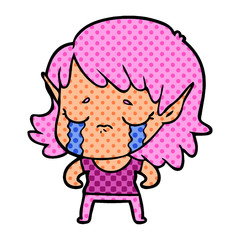 cartoon crying elf girl