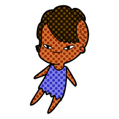 cute cartoon girl with hipster haircut