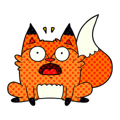 cartoon startled fox