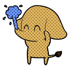 cute cartoon elephant spouting water