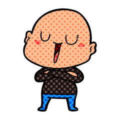 happy cartoon bald man