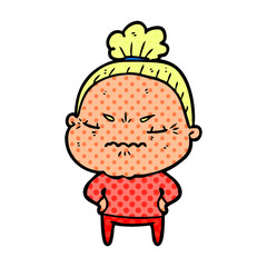 cartoon annoyed old lady