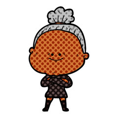 cartoon happy old woman