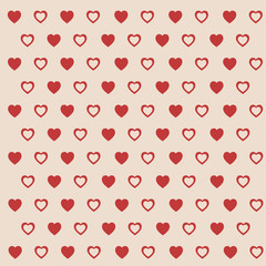 recurrent heart shape drawing vector on white background