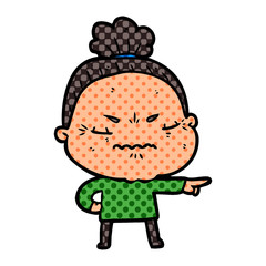 cartoon annoyed old lady