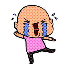 Obraz premium cartoon crying bald man