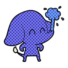 cute cartoon elephant spouting water