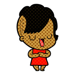 cute cartoon girl with hipster haircut