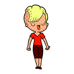 cute cartoon girl with hipster haircut