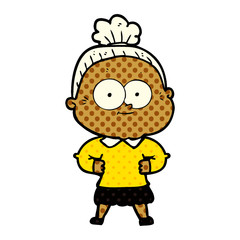 cartoon happy old woman