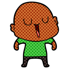 happy cartoon bald man