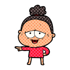 cartoon happy old lady