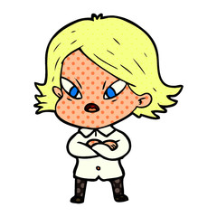 cartoon stressed woman