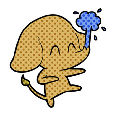 cute cartoon elephant spouting water