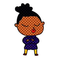 cartoon calm woman