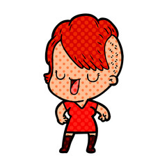 cute cartoon girl with hipster haircut