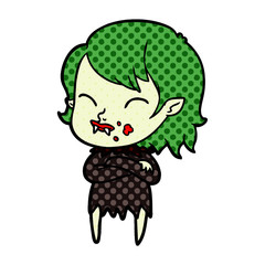 cartoon vampire girl with blood on cheek