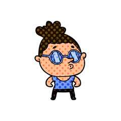 cartoon woman wearing glasses