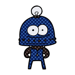 happy carton robot with light bulb